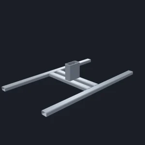 Base H Simples de 1000x500mm em aço carbono para caibro
